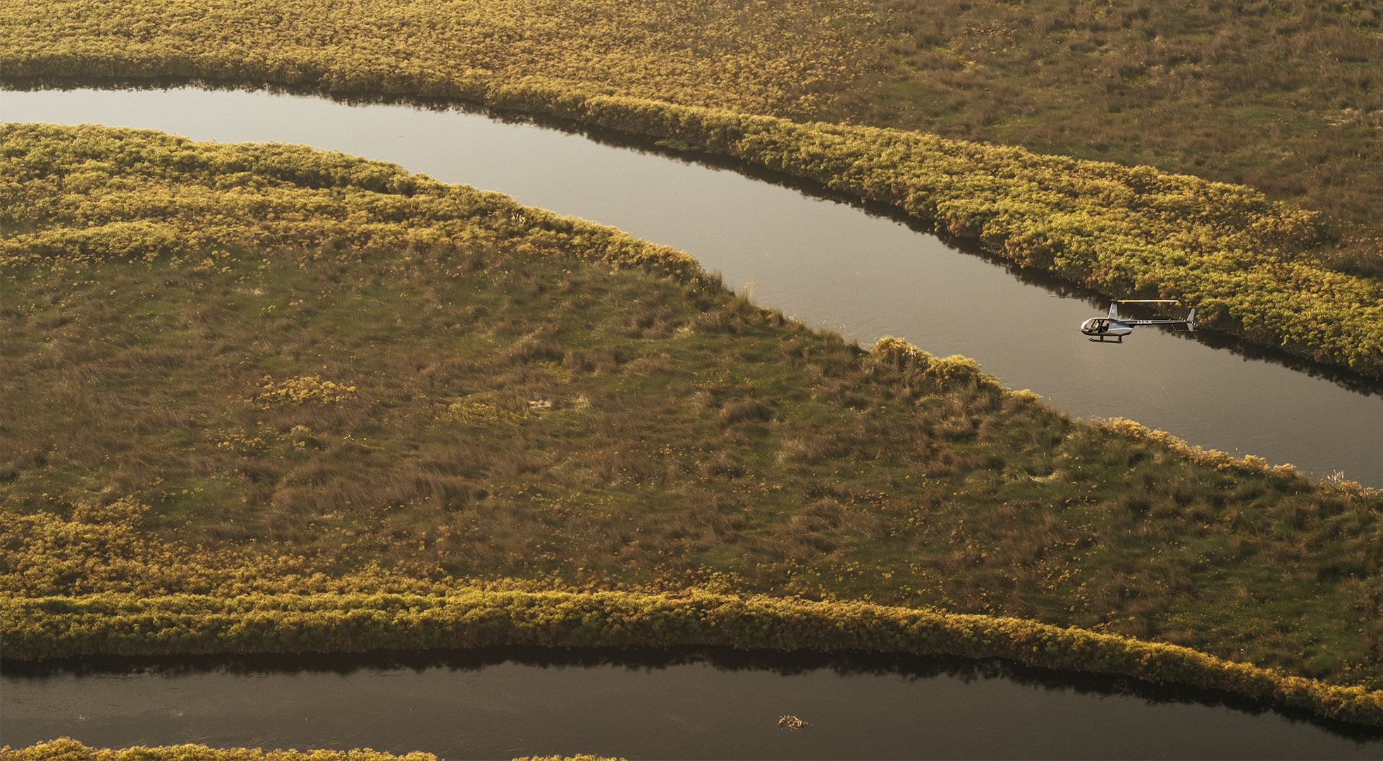 Helicopter Horizons Okavango delta from above